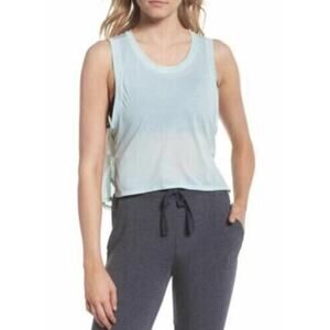 Zella Women's Mesh Accent Back Crop Front Tank Mint Green Medium